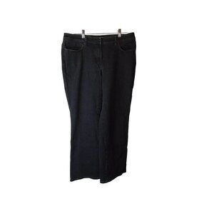 Chico's Platinum Black Jeans Sz 2.5 Short Petite Wide Leg (US 14)